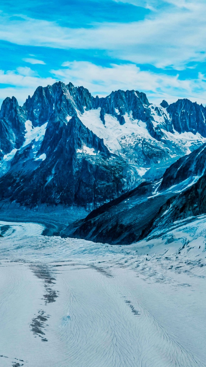 Mer de Glace, Cloud, Mountain, Snow, Natural Landscape. Wallpaper in 720x1280 Resolution