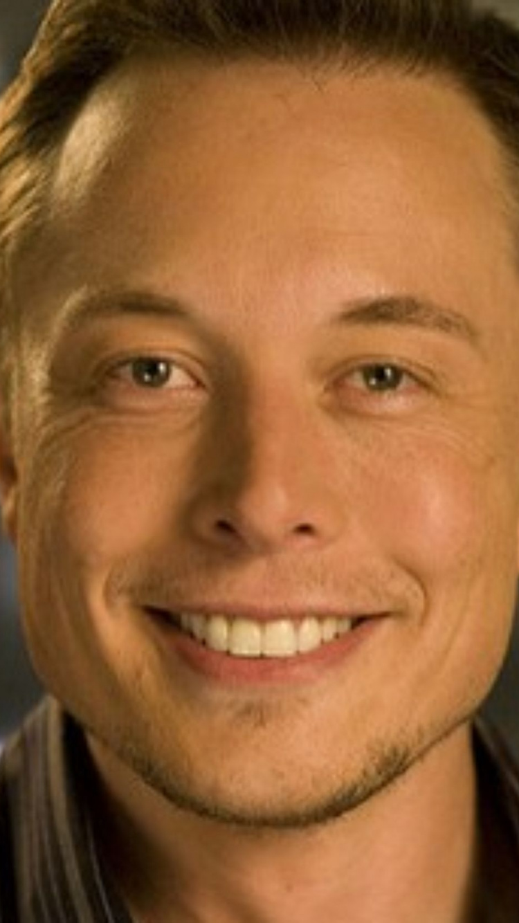 Elon Musk, Gesicht, Mimik, Stirn, Lächeln. Wallpaper in 750x1334 Resolution
