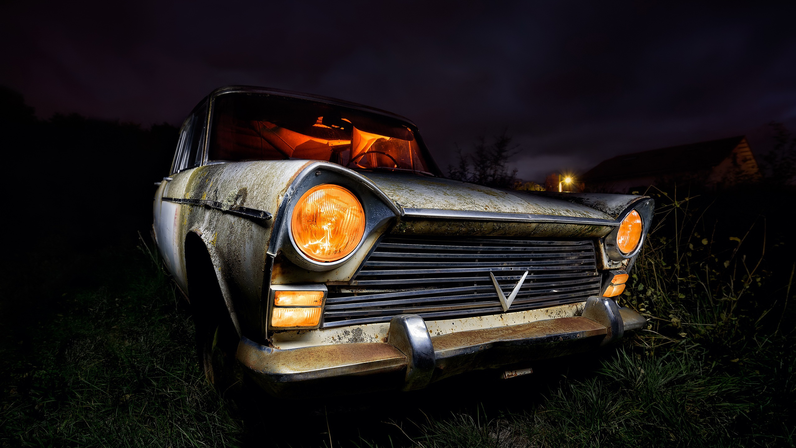 Black and Brown Car on Green Grass Field. Wallpaper in 2560x1440 Resolution