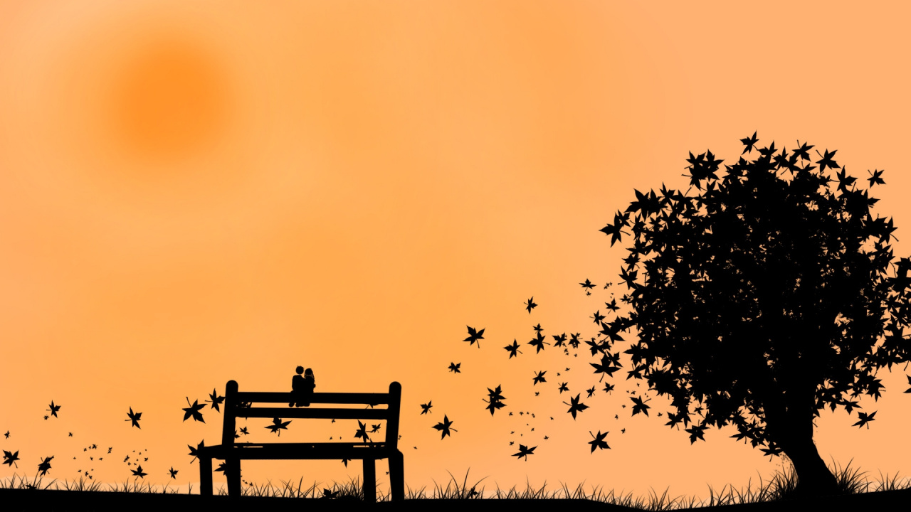 Silueta de Banco al Atardecer. Wallpaper in 1280x720 Resolution