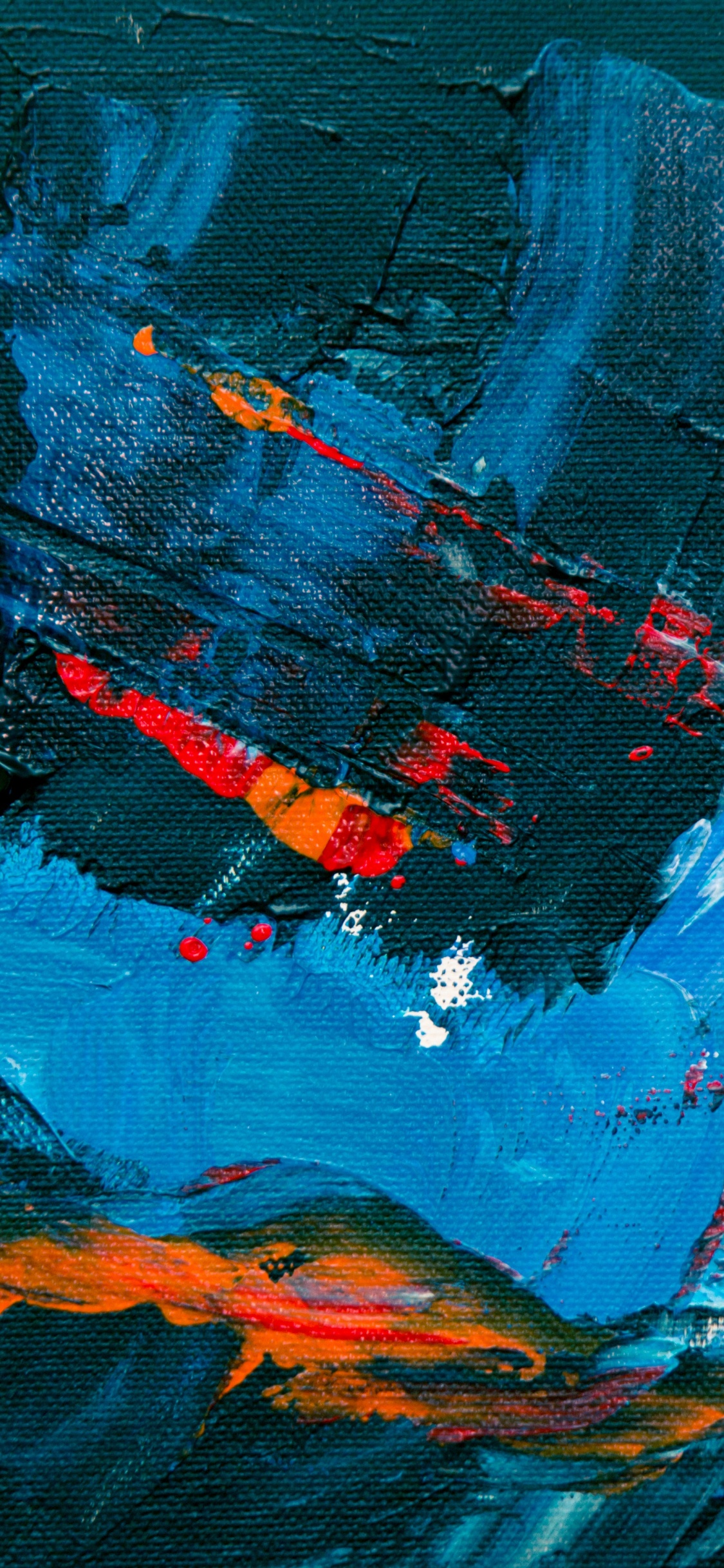 Tableau Abstrait Noir Rouge et Bleu. Wallpaper in 1125x2436 Resolution