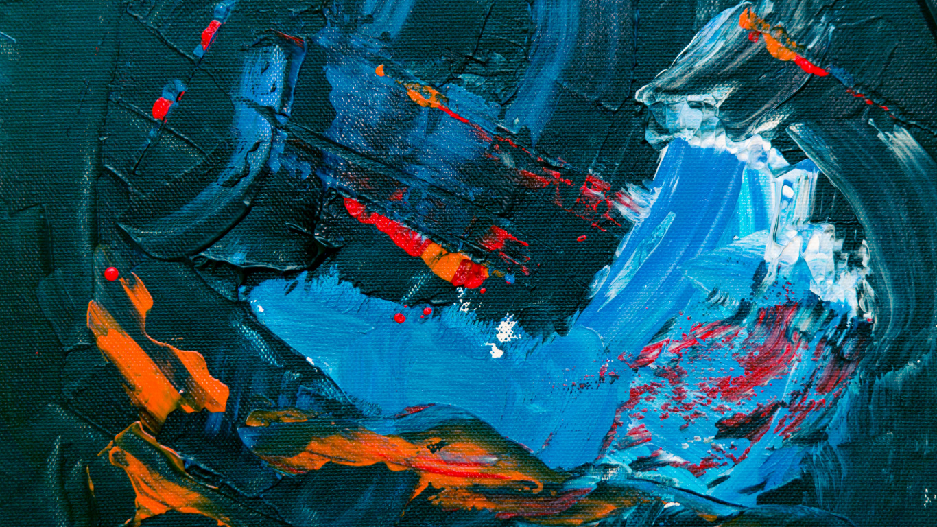 Tableau Abstrait Noir Rouge et Bleu. Wallpaper in 1366x768 Resolution