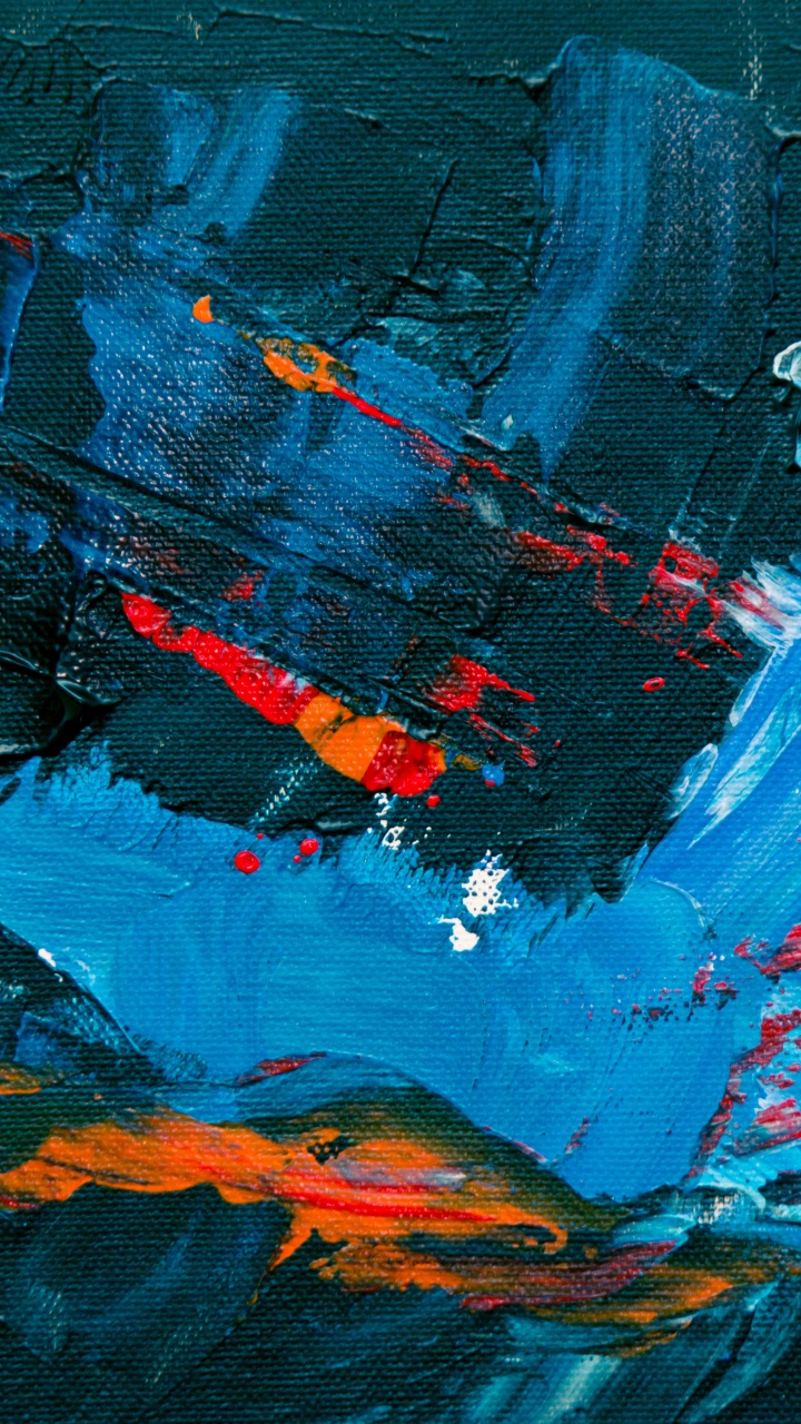 Tableau Abstrait Noir Rouge et Bleu. Wallpaper in 720x1280 Resolution