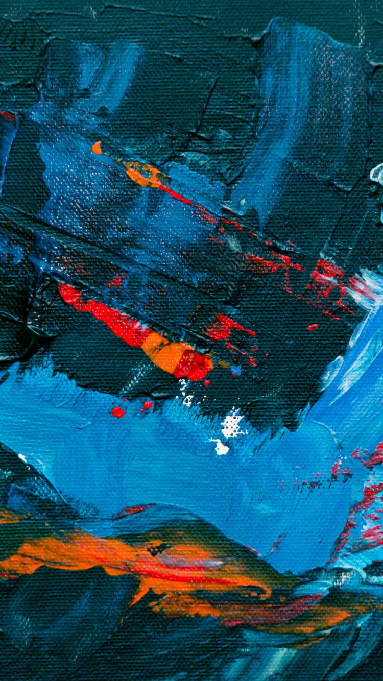 Tableau Abstrait Noir Rouge et Bleu. Wallpaper in 750x1334 Resolution