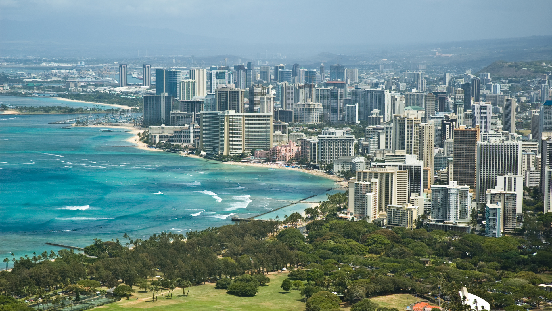 Aerial View of City Buildings Near Body of Water During Daytime. Wallpaper in 1920x1080 Resolution