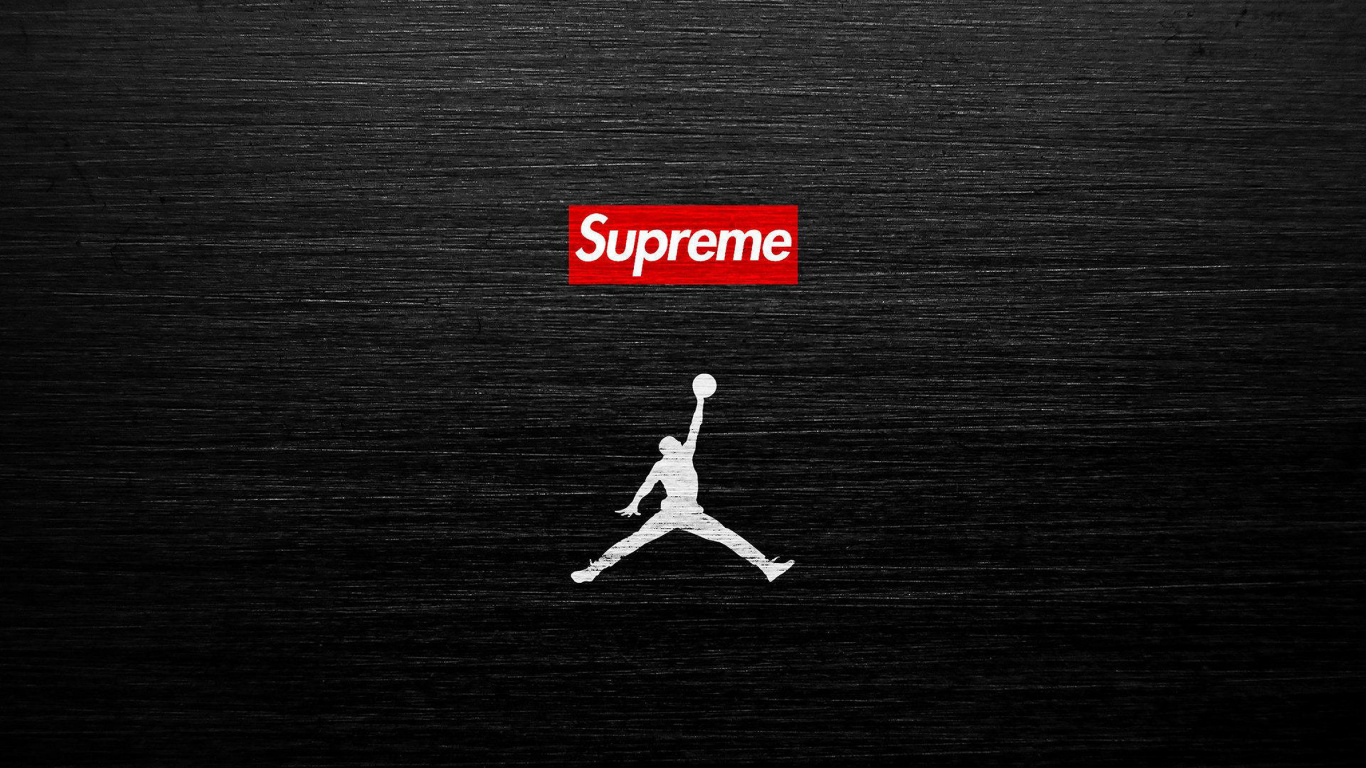 Logo, Brand, Darkness, Monochrome Mode, Supreme. Wallpaper in 1366x768 Resolution