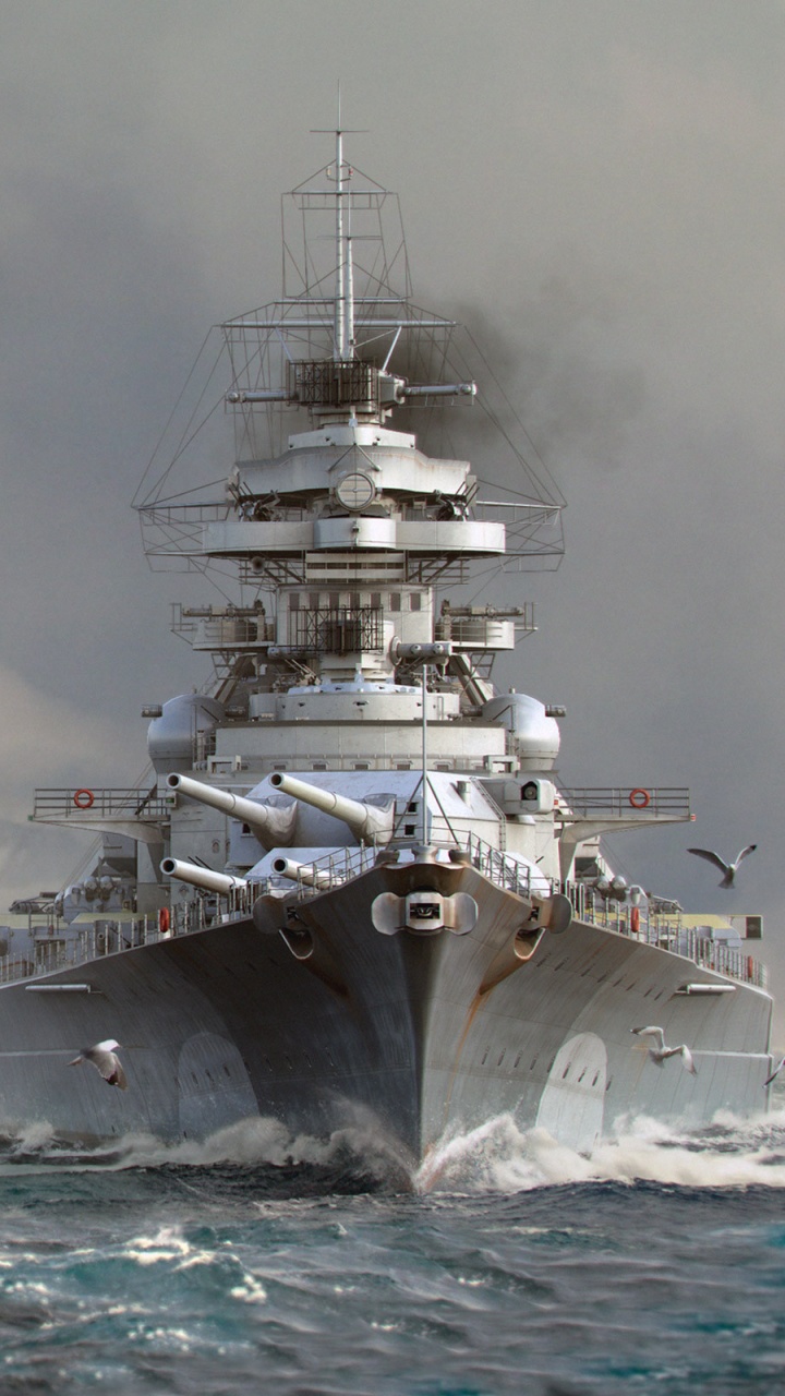 Welt Der Kriegsschiffe, Deutsches Schlachtschiff Tirpitz, Deutsches Schlachtschiff Bismarck, Schlachtschiff Der Bismarck-Klasse, Schlachtschiff. Wallpaper in 720x1280 Resolution