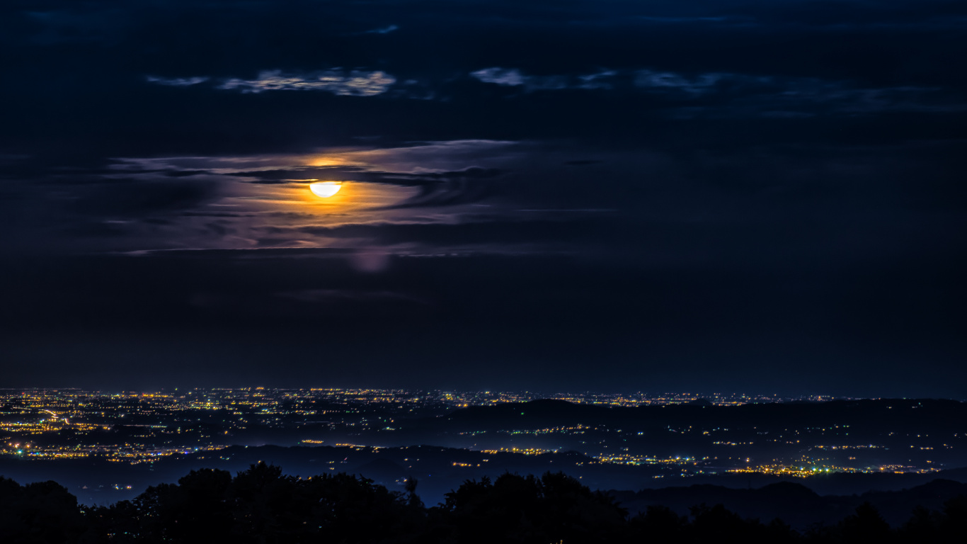 City Lights During Night Time. Wallpaper in 1366x768 Resolution