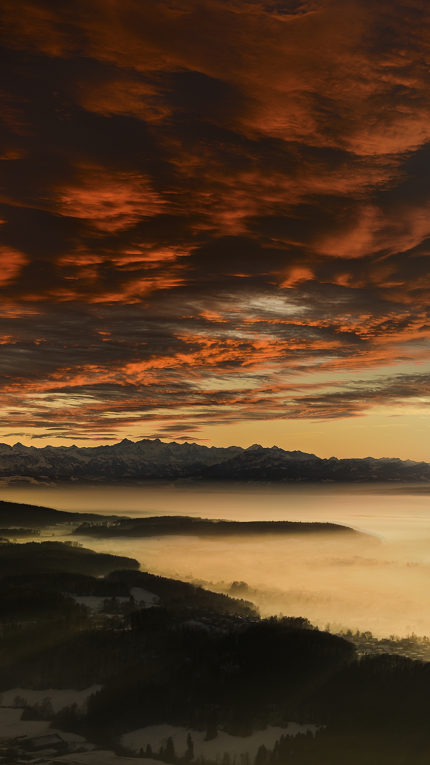 Puesta, Naturaleza, Mar, Afterglow, Mañana. Wallpaper in 1440x2560 Resolution