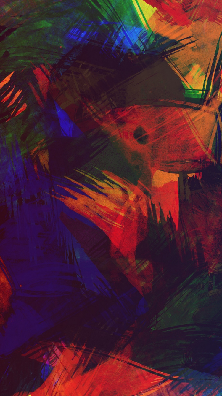 Red Blue and Yellow Abstract Painting. Wallpaper in 750x1334 Resolution