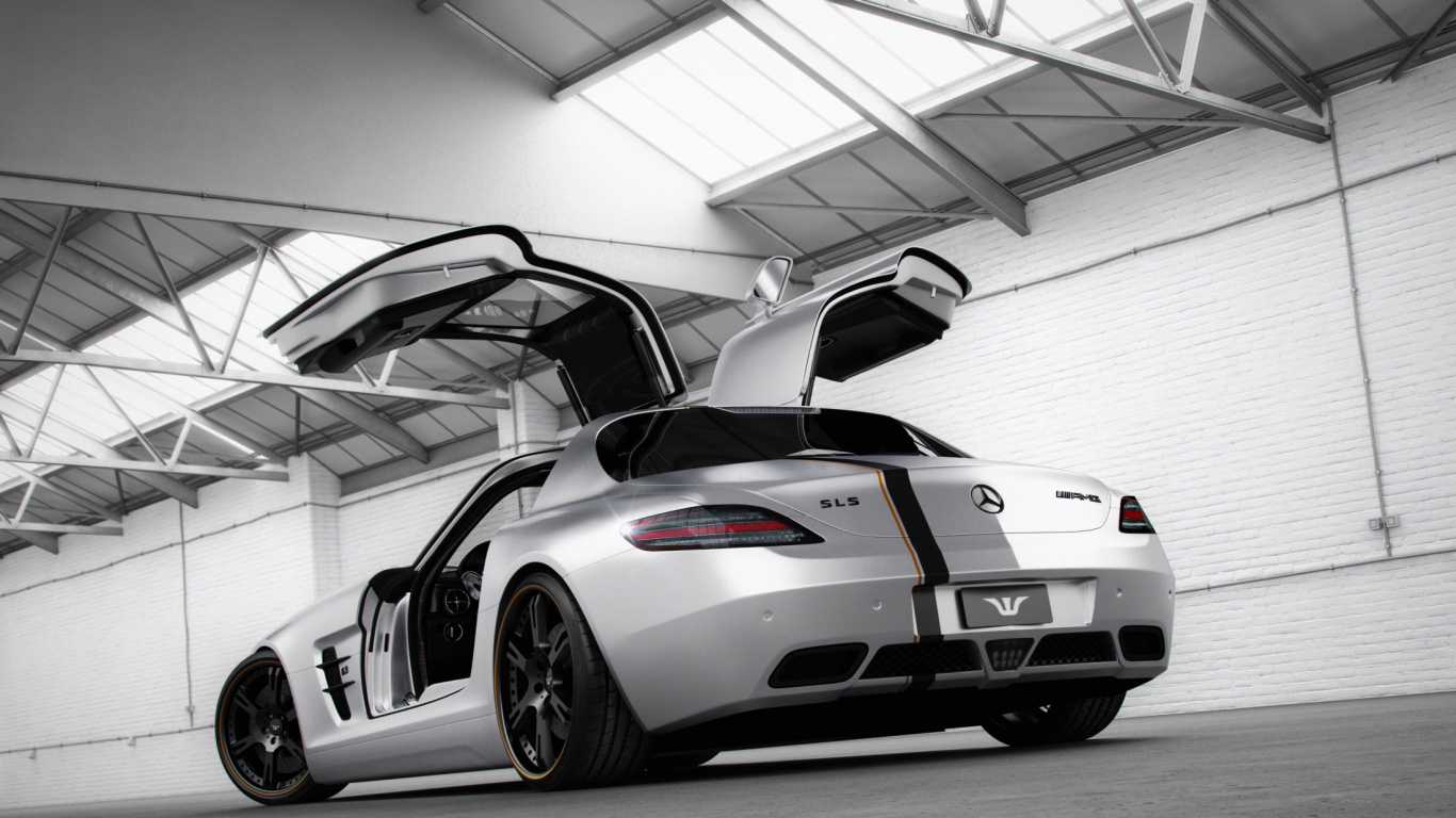 Porsche 911 Blanco y Negro Estacionado en un Garaje. Wallpaper in 1366x768 Resolution