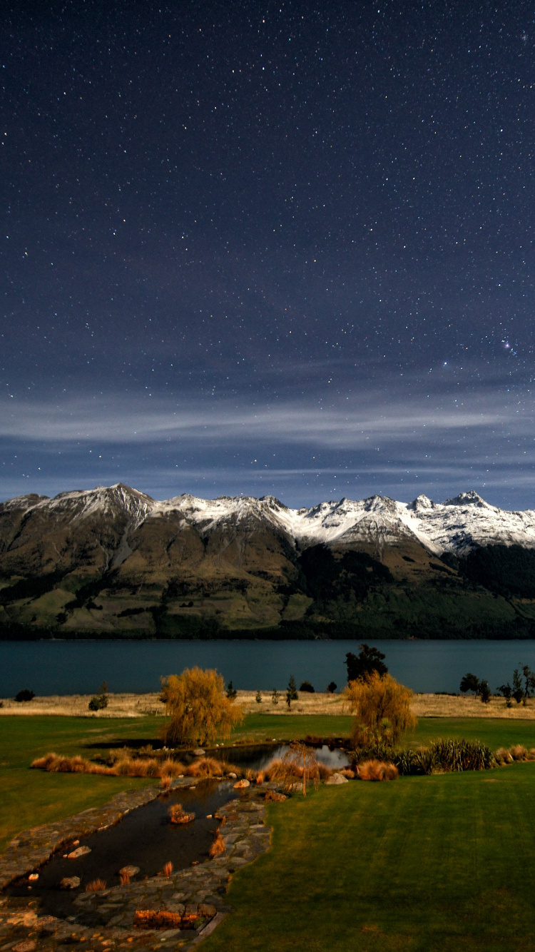 Natur, Naturlandschaft, Licht, Nacht, See. Wallpaper in 750x1334 Resolution