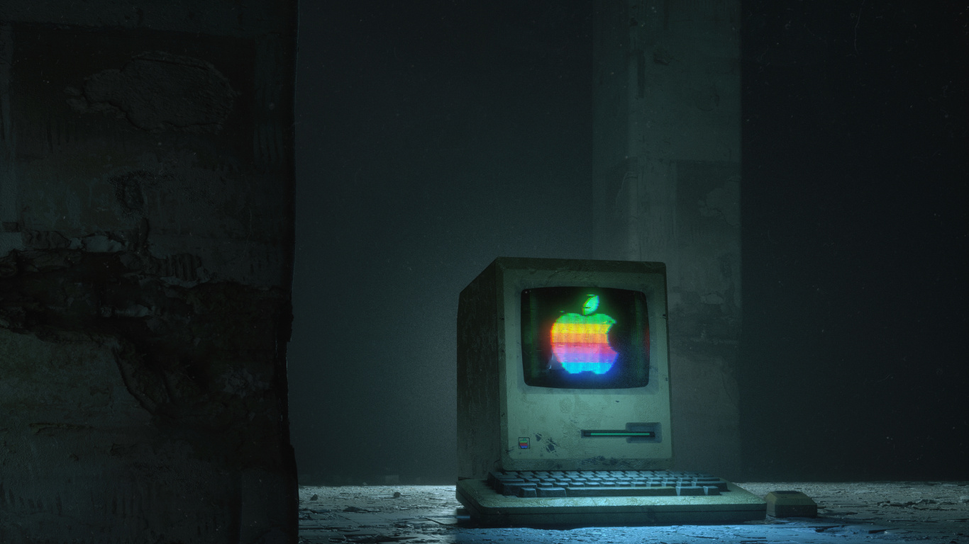 Gray Crt tv Turned on in Dark Room. Wallpaper in 1366x768 Resolution