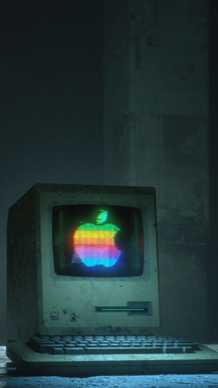 tv Crt Gris Allumé Dans Une Pièce Sombre. Wallpaper in 750x1334 Resolution