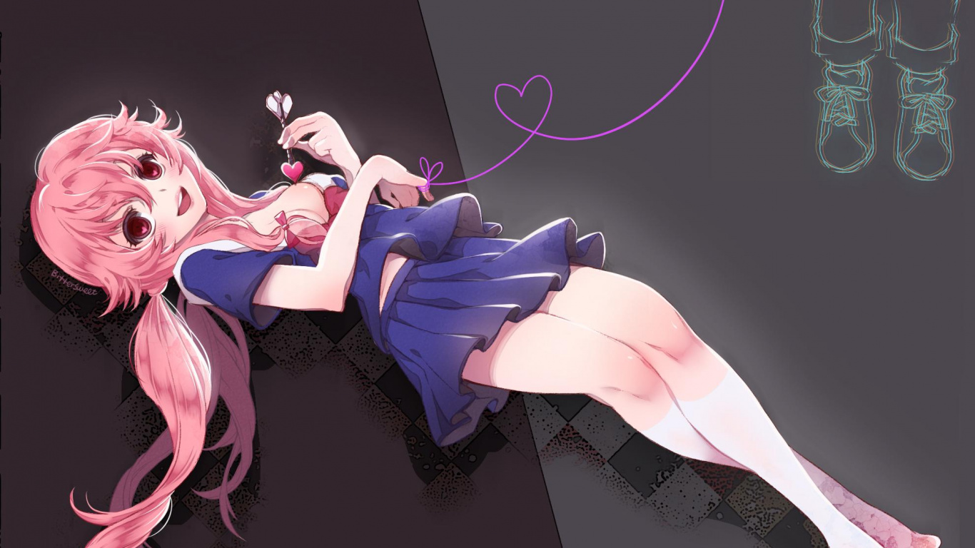 Femme en Robe Bleue Personnage Anime. Wallpaper in 1366x768 Resolution