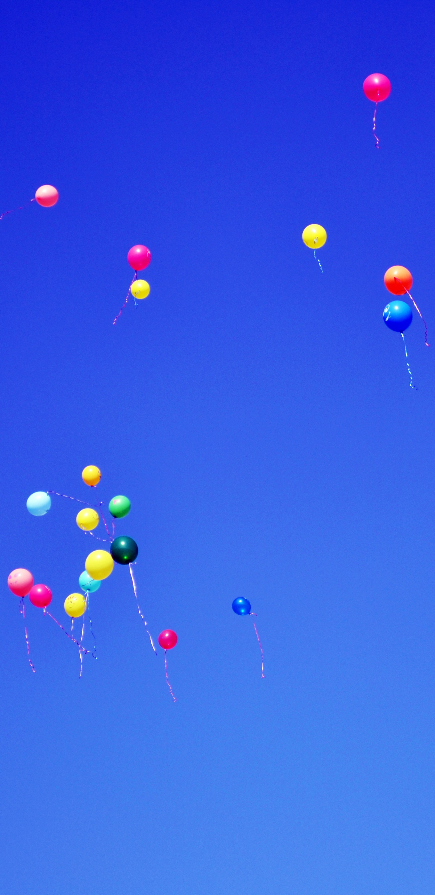 Red Blue and Yellow Balloons in The Sky. Wallpaper in 1440x2960 Resolution