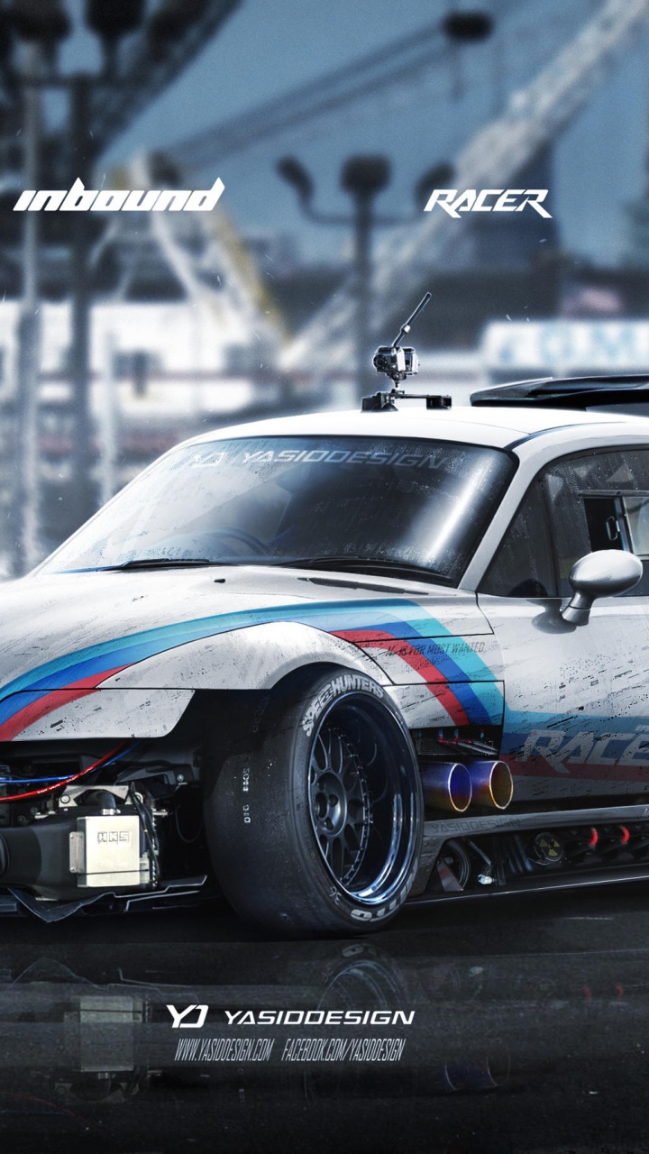 Weißer Und Blauer Chevrolet-Camaro. Wallpaper in 720x1280 Resolution