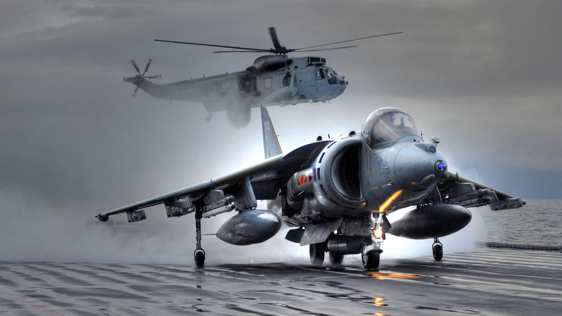 HMS方舟皇家, 麦克道格拉斯AV-8B Harrier II, 英国航空航天鹞II, 霍克*西德利鹞, 英国航空航天海鹞 壁纸 1920x1080 允许