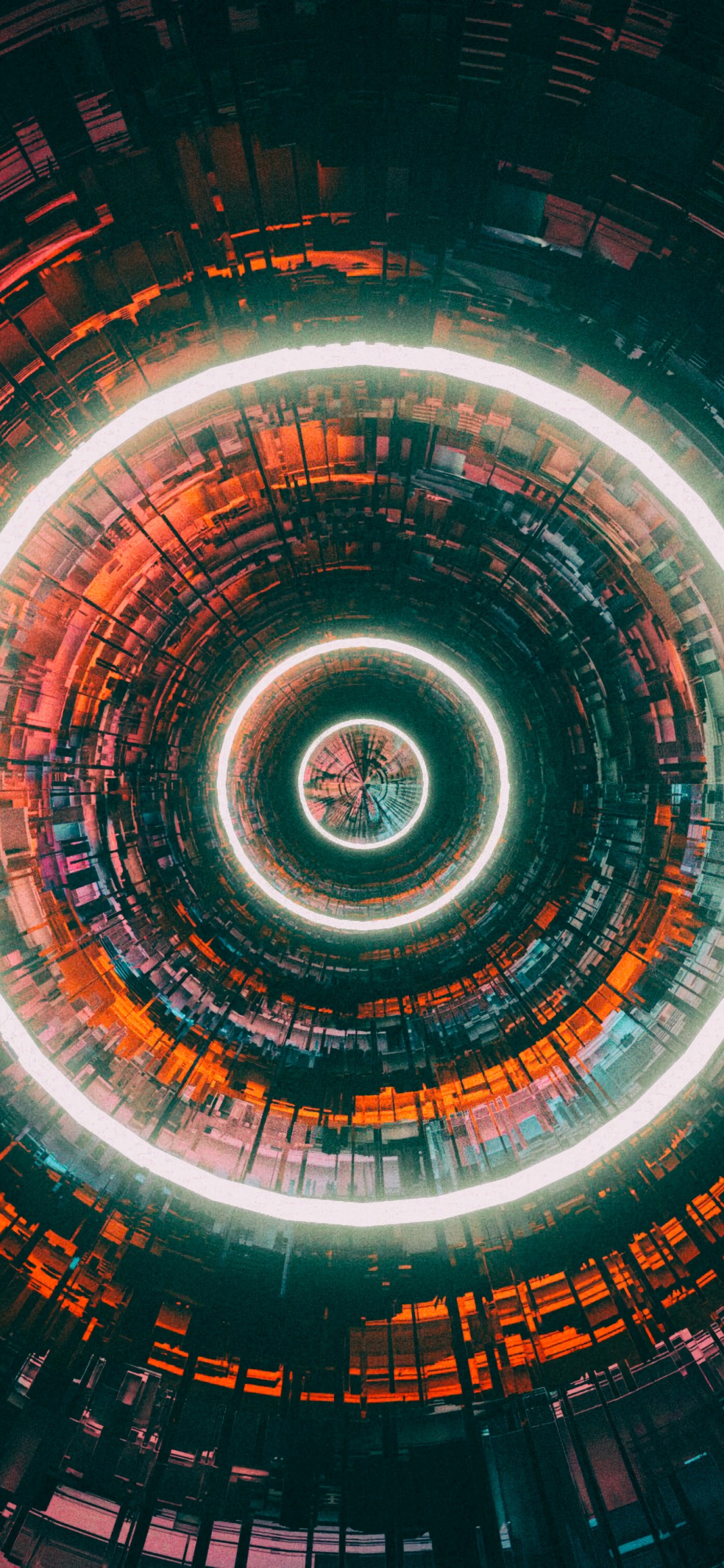 Lumière Ronde Noire et Rouge. Wallpaper in 1125x2436 Resolution