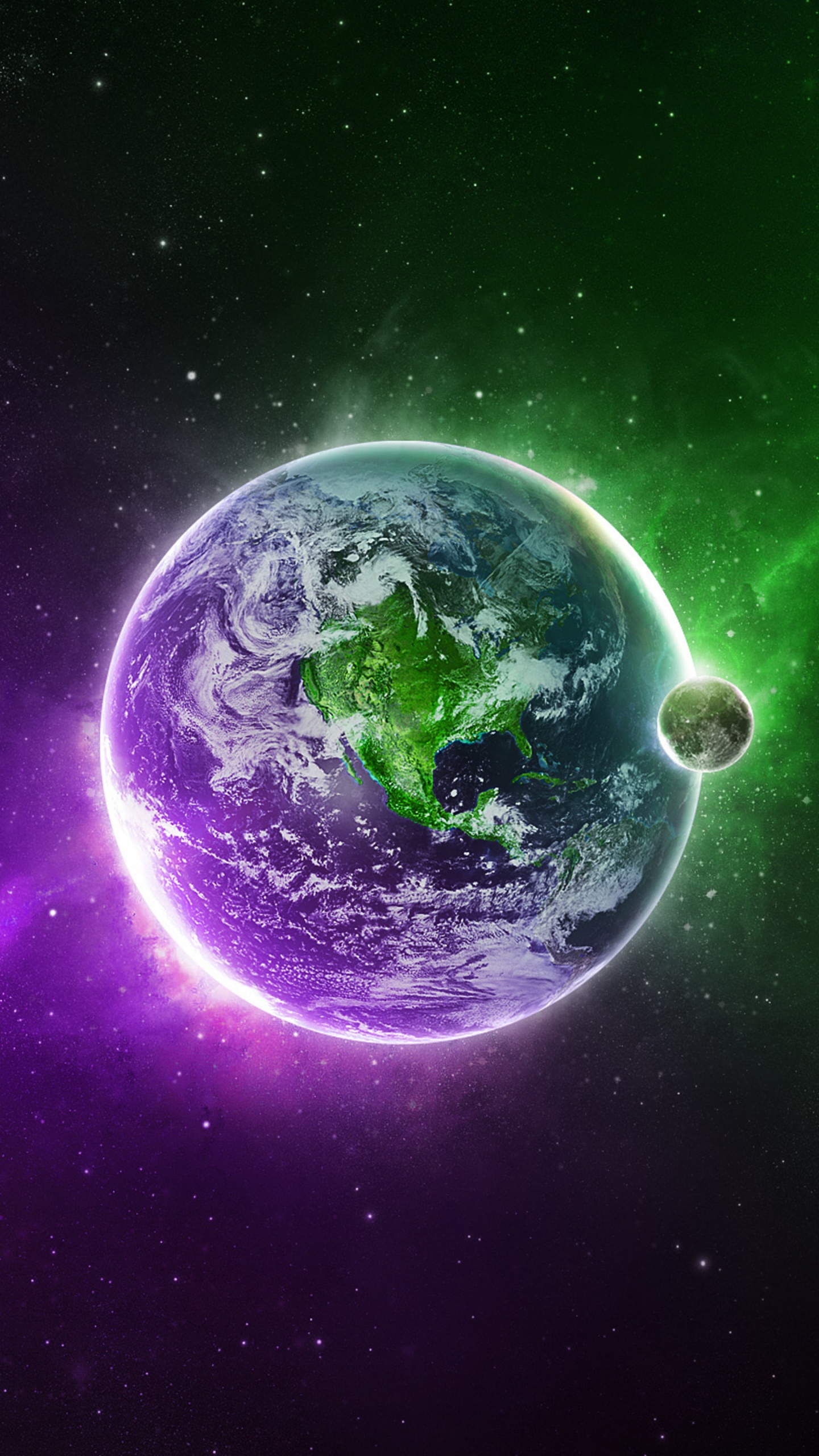 Illustration de la Planète Violette et Noire. Wallpaper in 1440x2560 Resolution