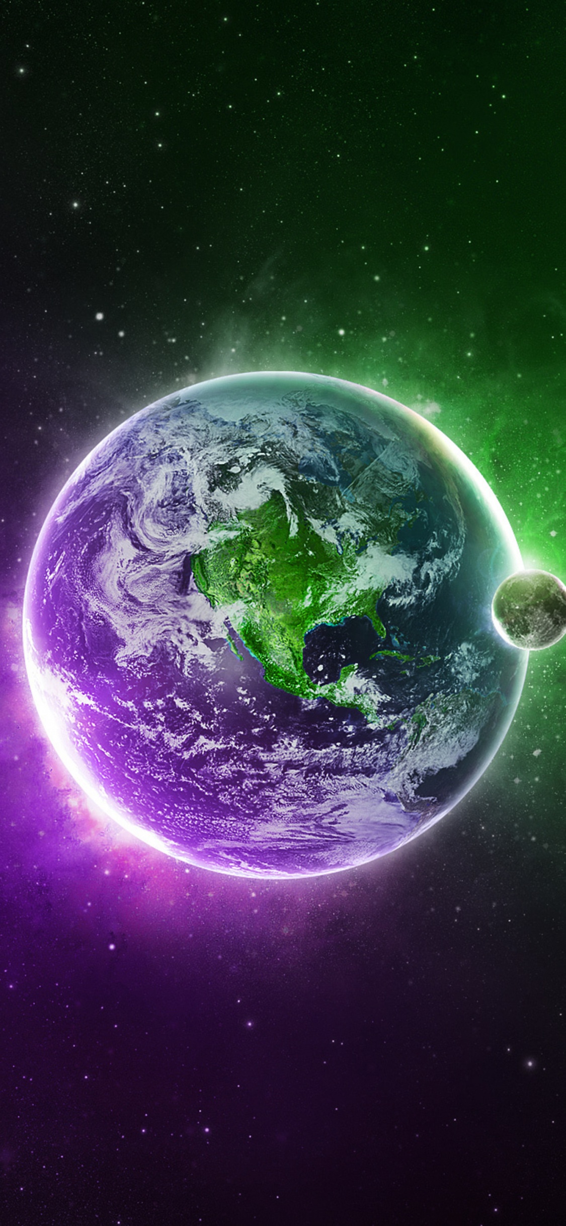 Lila Und Schwarzer Planet Illustration. Wallpaper in 1125x2436 Resolution