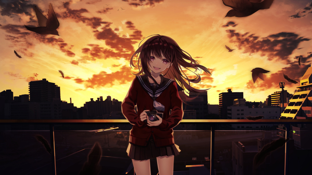 Frau in Roter Jacke Anime-Charakter. Wallpaper in 1280x720 Resolution