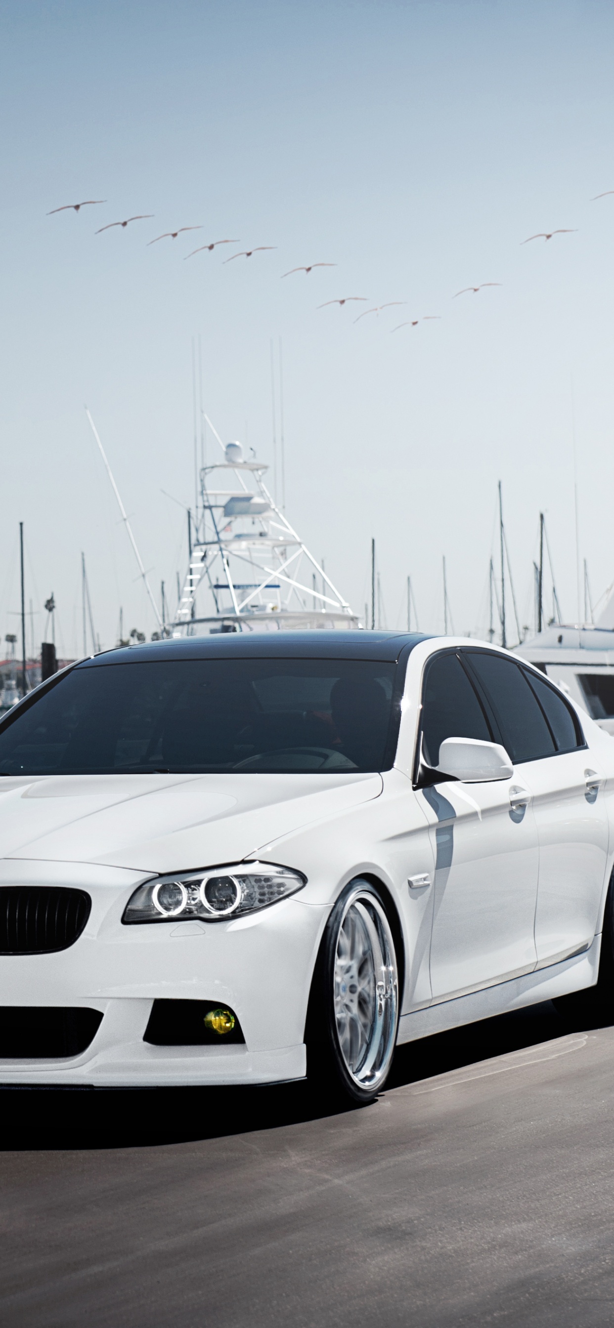 Bmw m 3 Blanc Sur Route Pendant la Journée. Wallpaper in 1242x2688 Resolution