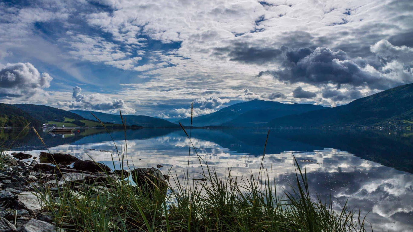 峡湾, 性质, 反射, 高地, 卑尔根 壁纸 1366x768 允许