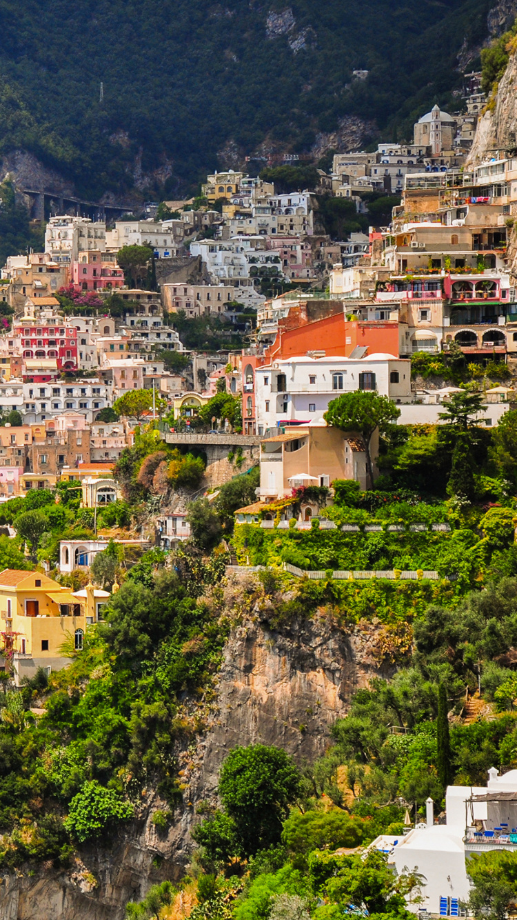 波西塔诺, 索伦托, 海岸, 大海, 旅游业 壁纸 750x1334 允许