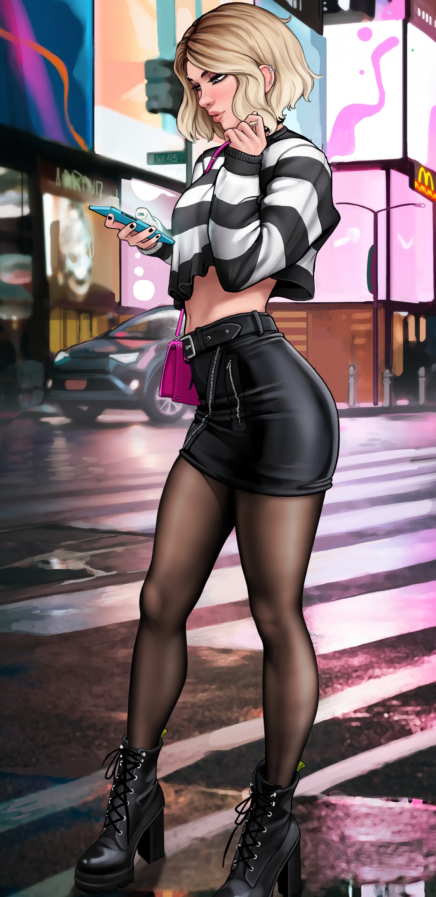 Aroma-sensei, Gwen Stacy, Araña Fantasma, Spider-Man En el Spider-Verso, Fan Art. Wallpaper in 1440x2960 Resolution