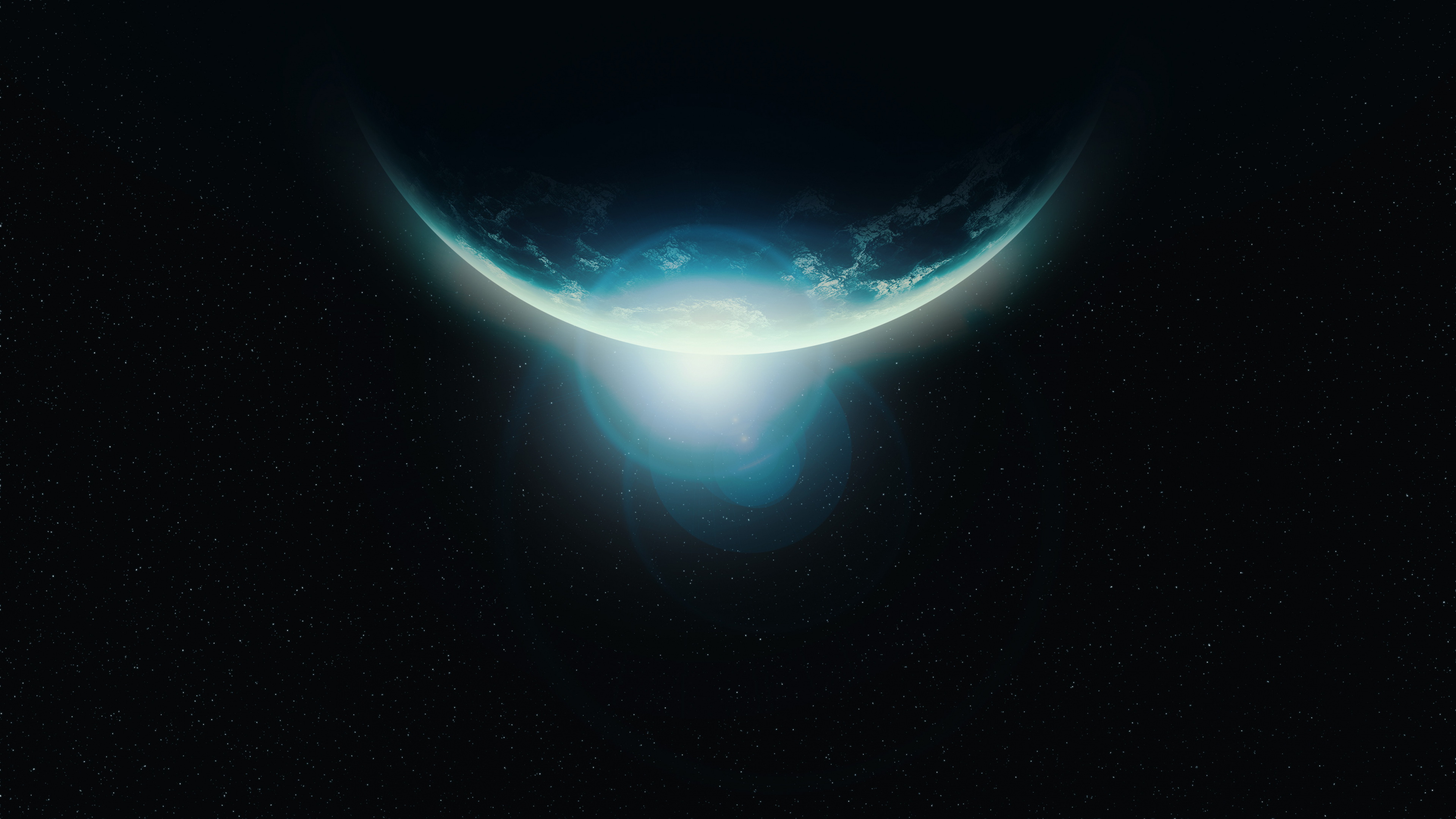 Blue and White Planet With Black Background. Wallpaper in 3840x2160 Resolution