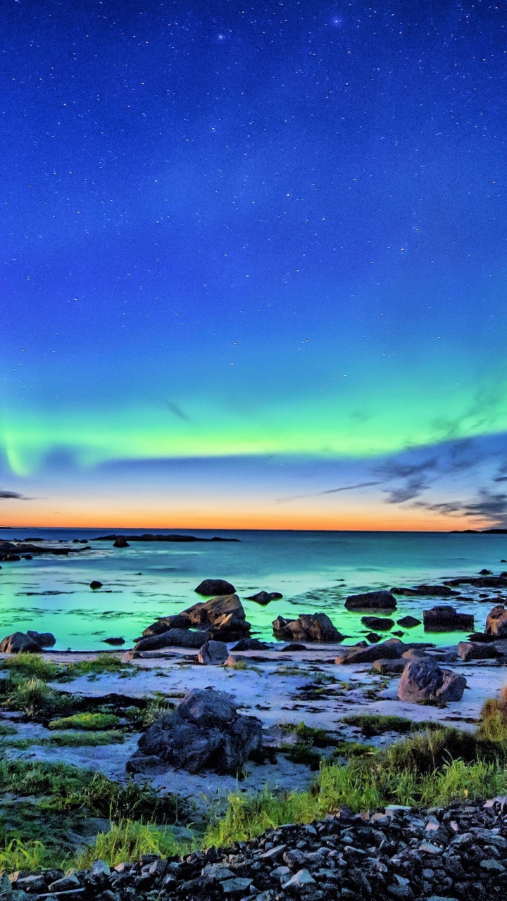 Aurora, Wasser, Atmosphäre, Cloud, Naturlandschaft. Wallpaper in 720x1280 Resolution