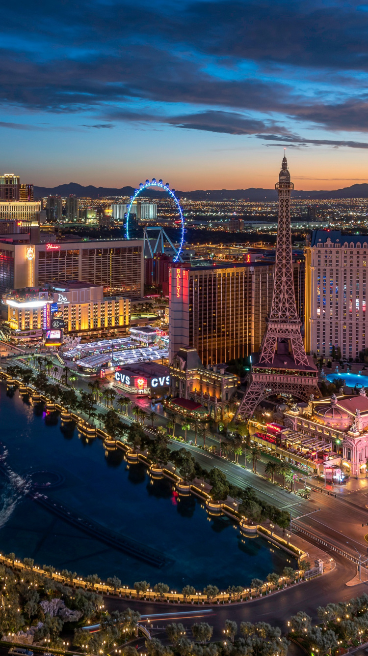 Vista Aérea de Los Edificios de la Ciudad Durante la Noche.. Wallpaper in 750x1334 Resolution
