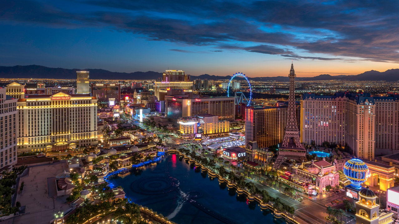 Aerial View of City Buildings During Night Time. Wallpaper in 1280x720 Resolution