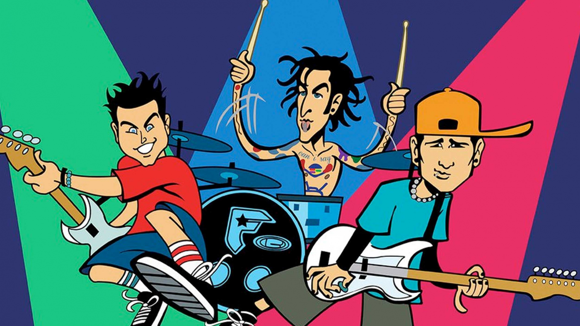 Blink-182, Blink, Punk Rock, Cartoon, Animated Cartoon. Wallpaper in 1920x1080 Resolution