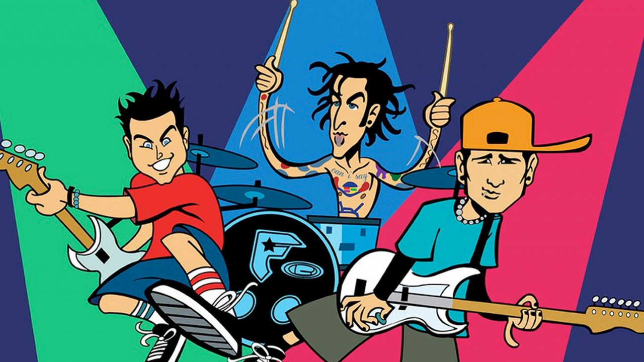 Blink-182, Handumdrehen, Punkrock, Cartoon, Zeichentrickfilm. Wallpaper in 1280x720 Resolution