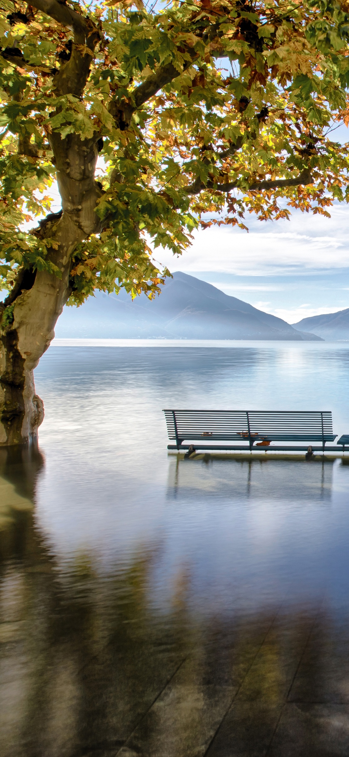 反射, 阿尔卑斯山, 性质, 早上, 阳光 壁纸 1125x2436 允许