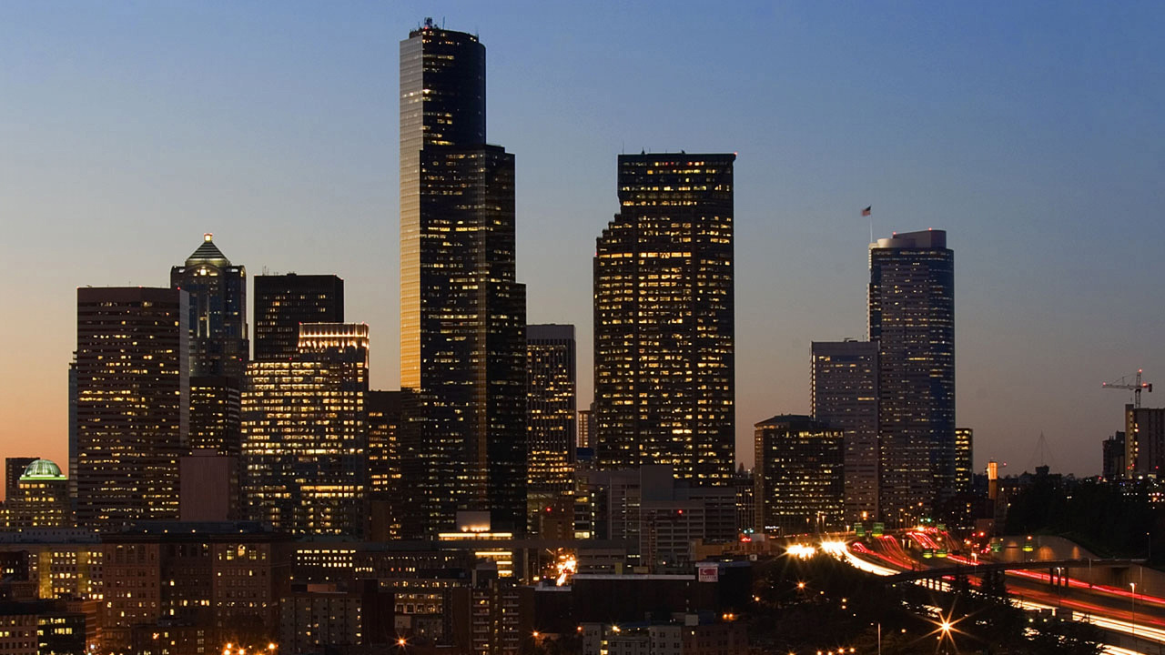 City Buildings During Night Time. Wallpaper in 1280x720 Resolution