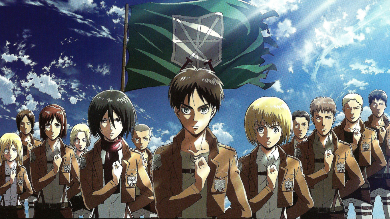 Eren Yeager, 笠阿克曼, 阿明Arlert, 攻击的巨人, Jean Kirschtein 壁纸 1366x768 允许