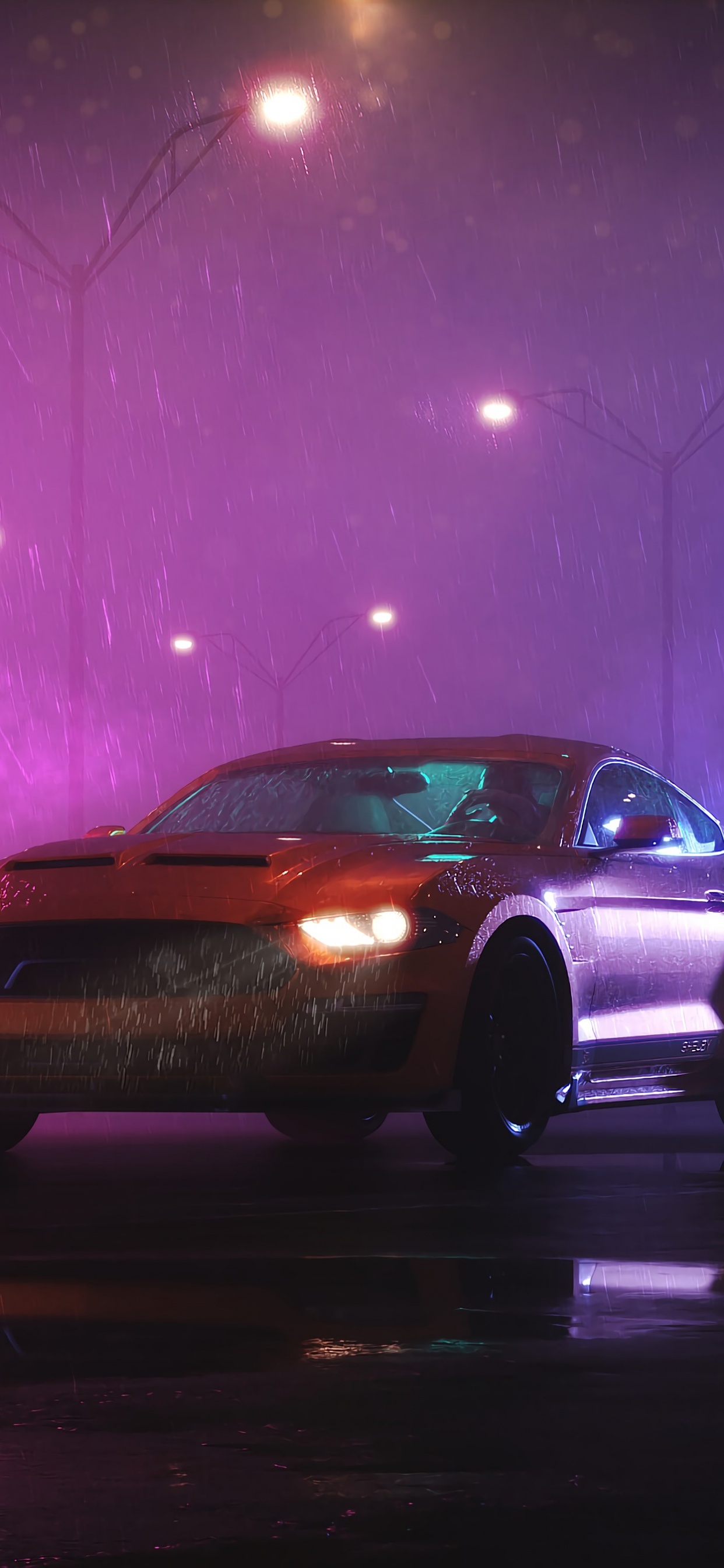 Red and Black Coupe on Road. Wallpaper in 1242x2688 Resolution