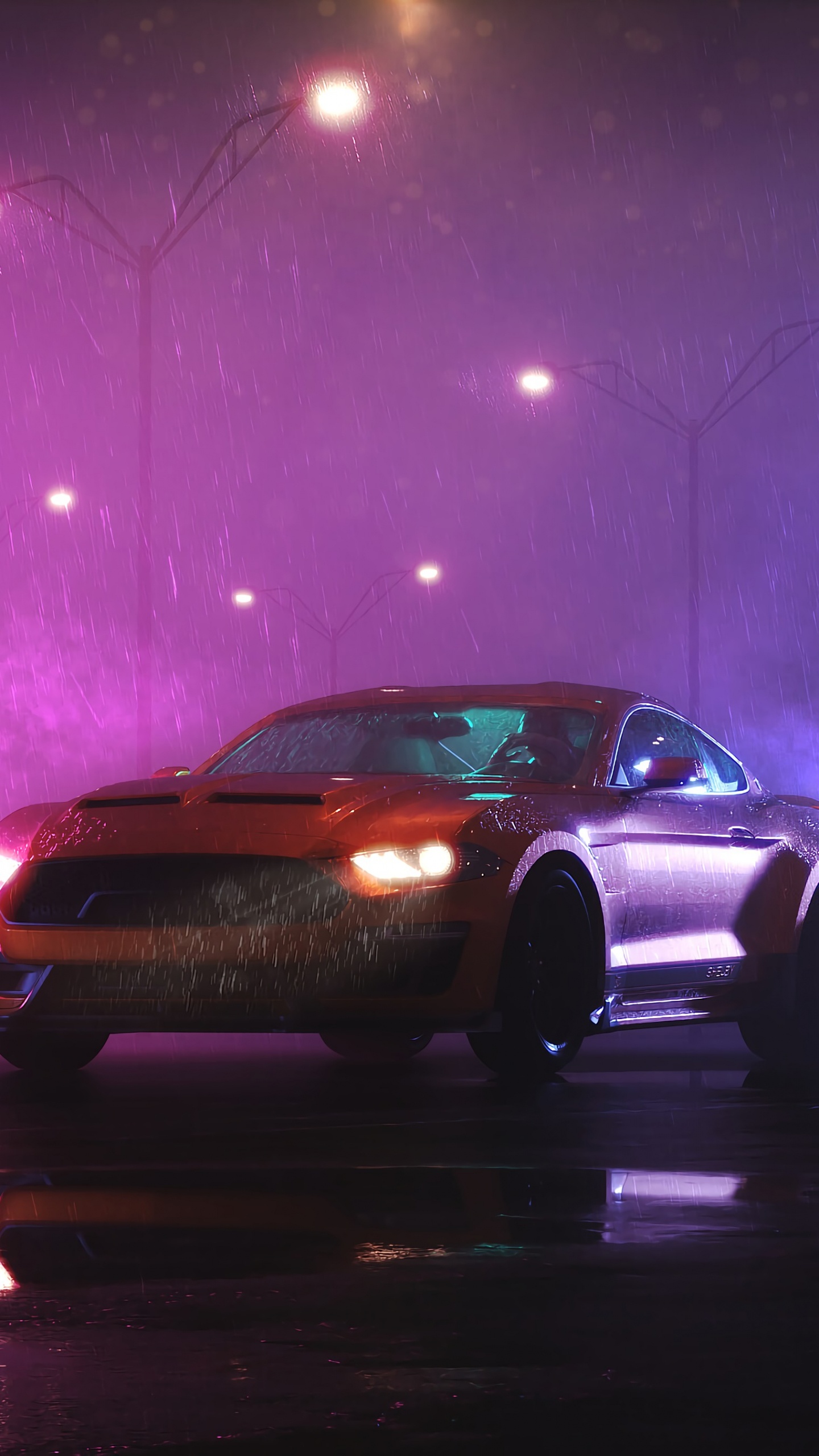 Coupé Rouge et Noir Sur Route. Wallpaper in 1440x2560 Resolution