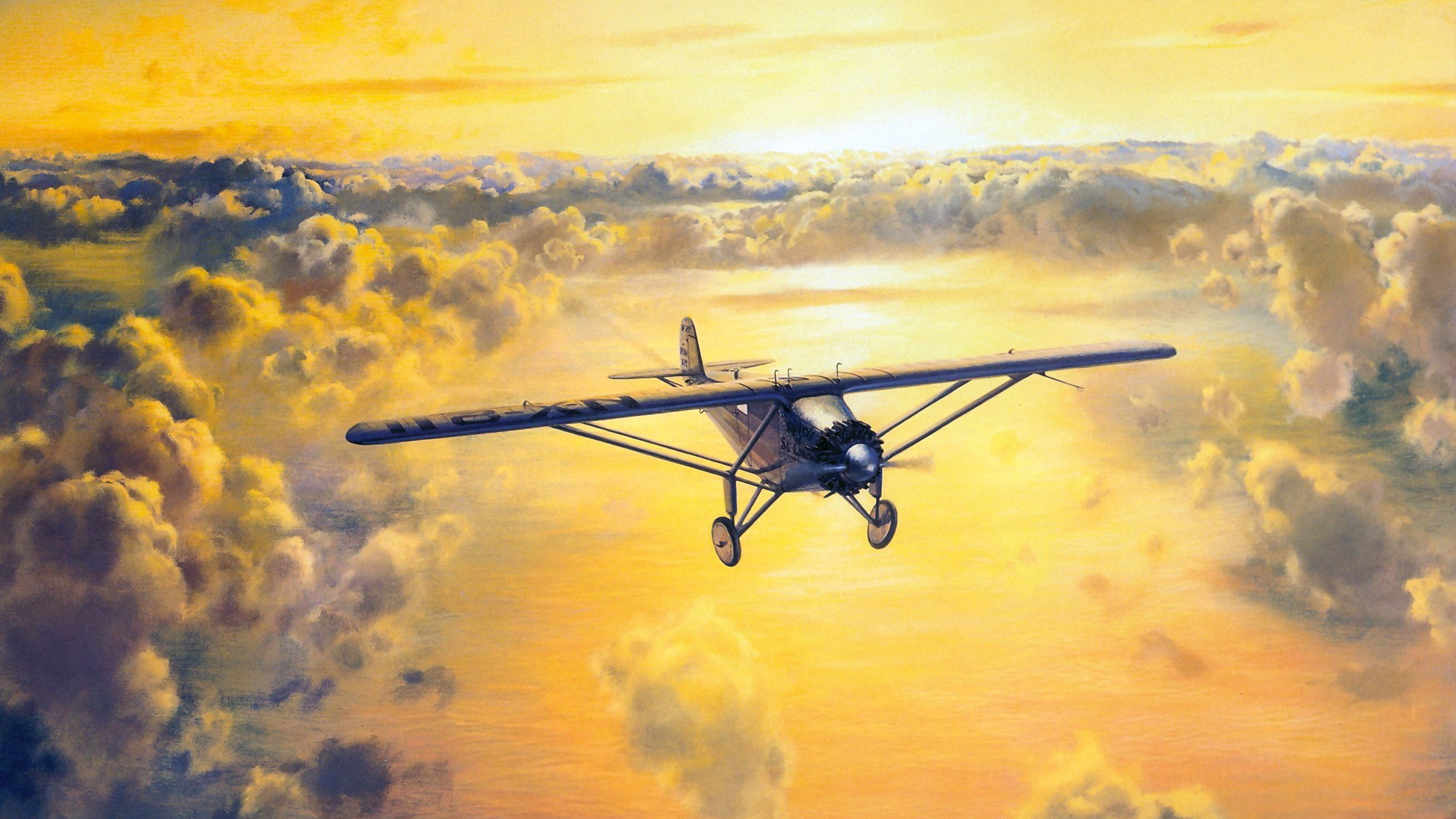 Schwarz-Weiß-Drohne, Die Tagsüber Über Wolken Fliegt. Wallpaper in 2560x1440 Resolution