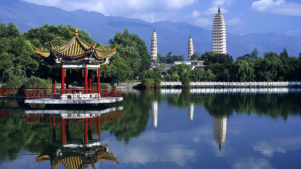 中国, 反射, 中国建筑, 性质, 旅游景点 壁纸 1280x720 允许