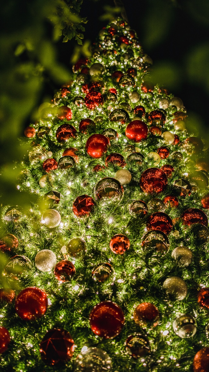 Red and Green Round Ornament. Wallpaper in 720x1280 Resolution