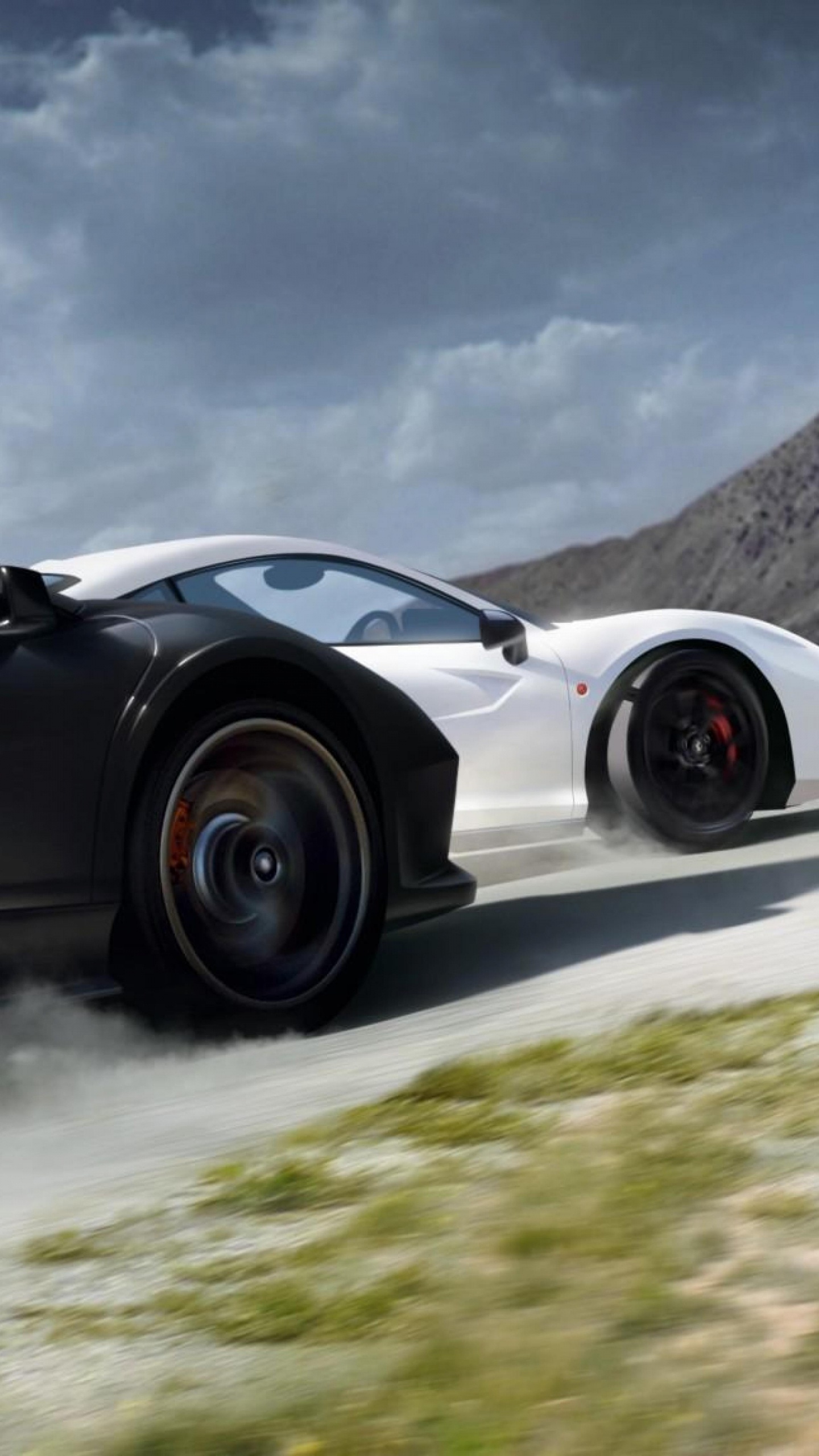 Porsche 911 Noire Sur Route. Wallpaper in 1440x2560 Resolution