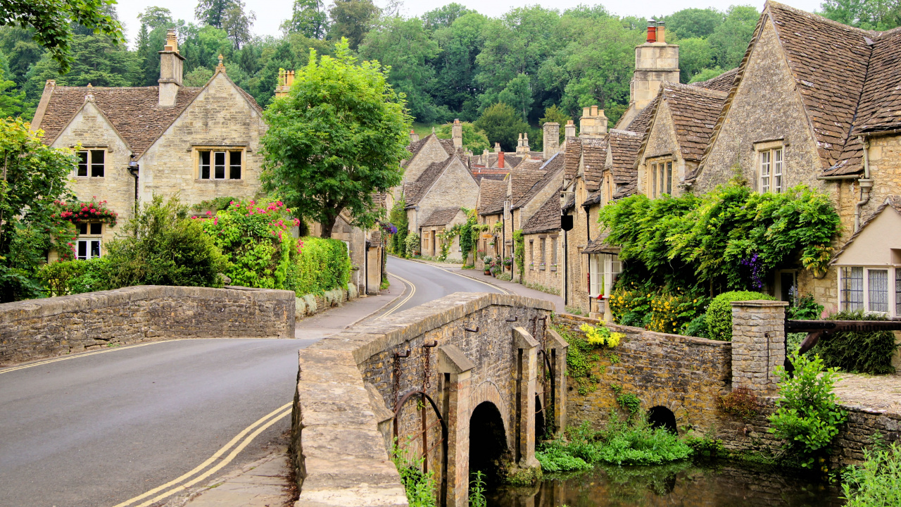 Graue Betonstraße Zwischen Grünen Bäumen Tagsüber. Wallpaper in 1280x720 Resolution