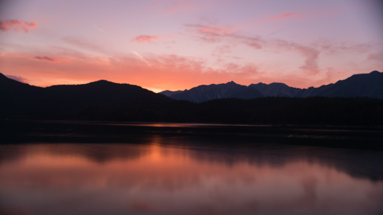 Réflexion, Nature, Afterglow, Horizon, Lac. Wallpaper in 1280x720 Resolution