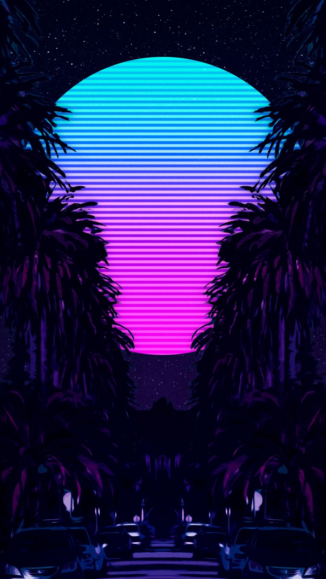 Miami Vibe, Synthwave, Tablet, Miami, Purple. Wallpaper in 1080x1920 Resolution