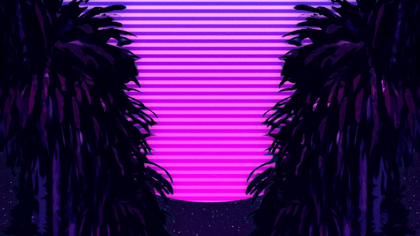 Miami Vibe, Synthwave, Tablet, Miami, Purple. Wallpaper in 1366x768 Resolution