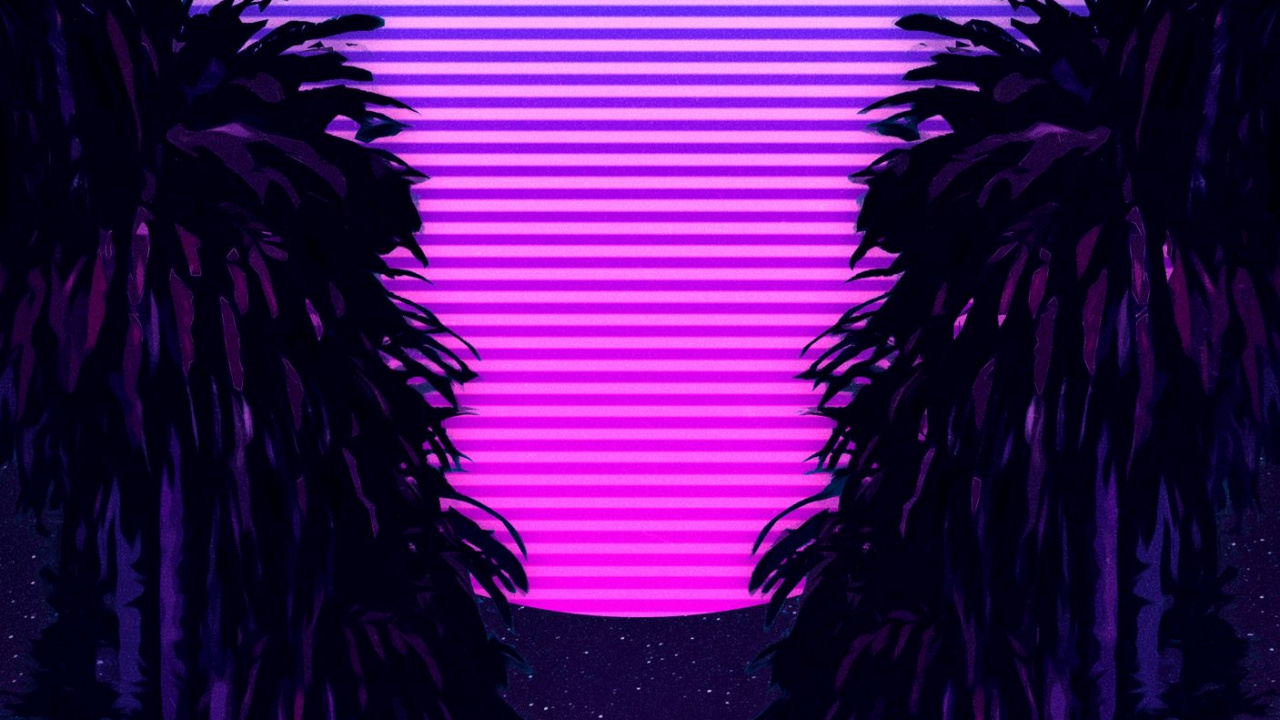 Synthwave, 平板电脑, 迈阿密, 紫色的, Azure 壁纸 1280x720 允许